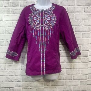 Bob Mackie Wearable Art Santa Fe Dreams Lightweight Jacket Medium